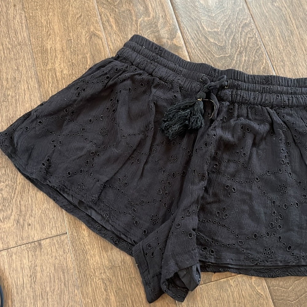 Free People Black Eyelet Shorts